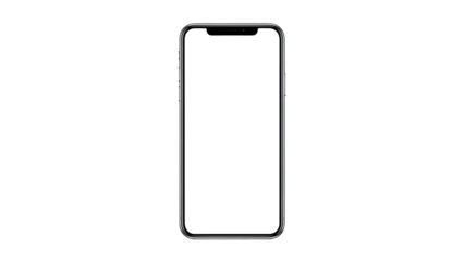 Modern Smartphone with Blank White Screen on a Clean Background.