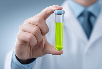 Scientists are conducting experiments in the laboratory by holding liquid test tubes