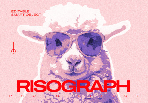 Risograph Printing Halftone Effect Mockup