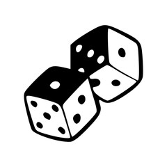 two falling dice vector illustration in minimalist doodle style