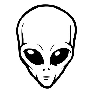 minimalist extraterrestrial face icon isolated on white background