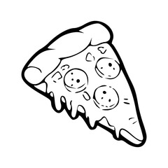 delicious pizza slice vector illustration with melting cheese doodle