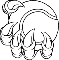 Obraz premium A tennis claw sports illustration of an eagle or animal monster hand holding ball