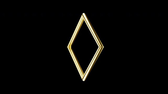 Rotating Golden Square Ring Loop - Luxury Diamond Frame Animation