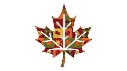 Maple leaf with plaid pattern and smaller leaves