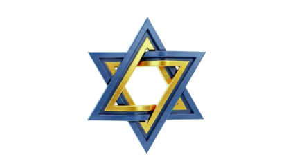 3D Rendered Star of David Symbol with Blue and Gold Interlocking Triangles