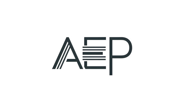 Clean and modern AEP letter logo with minimalist black and white style