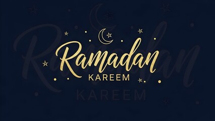 Ramadan Kareem festive greeting with gold text and celestial elements