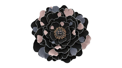 Abstract Black Flower with Pink and Gray Petals