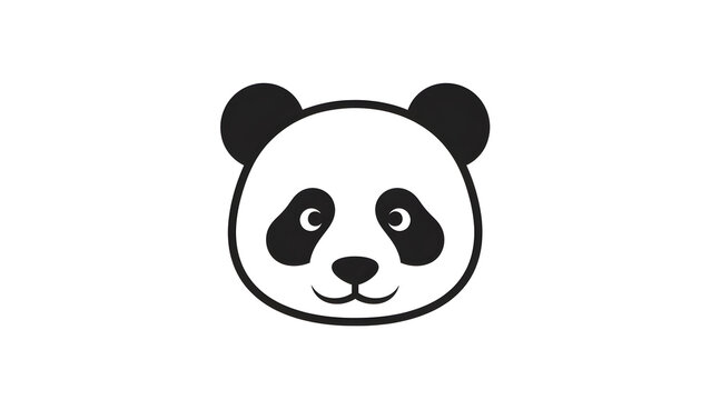 Minimalist black and white panda bear face logo for branding or kids design