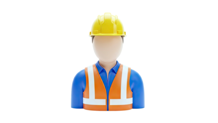3D Cartoon Construction Worker Icon