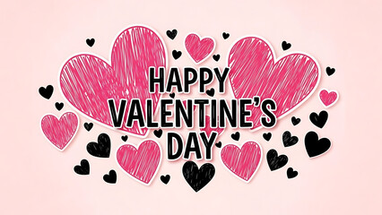 Happy valentine's day hearts illustration isolated on transparent background