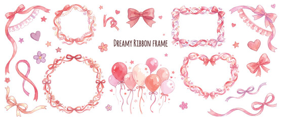 Cute girly frame illustration set 01