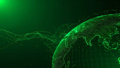 Digital Earth with glowing data lines