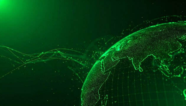Digital Earth with glowing data lines - Powered by Adobe
