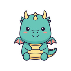 Obraz premium Adorable Cartoon Dragon Illustration for Kids