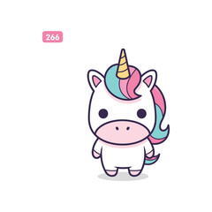 Obraz premium Adorable Cartoon Unicorn Illustration