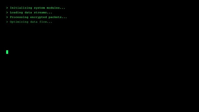 Futuristic System Boot Sequence Animation | Green Tech Terminal UI Loading Screen.