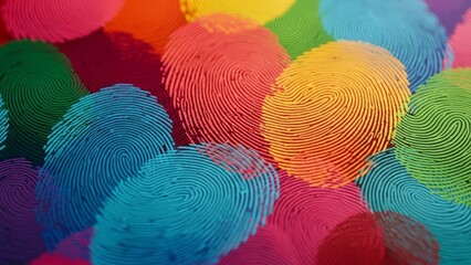 Colorful fingerprint patterns creating a vibrant abstract background.