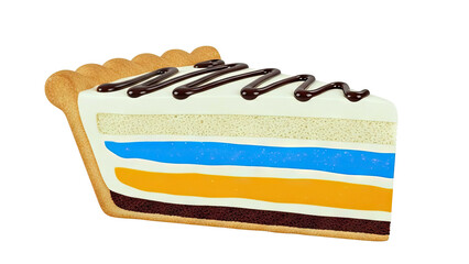 Layered Cake Slice with Chocolate Drizzle