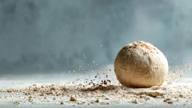 A Close-Up of Dough with Flour, Suggesting Baking or Cooking Activity