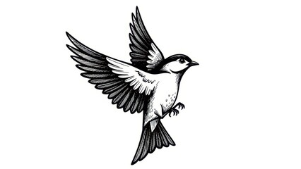Obraz premium Flying bird sketch illustration