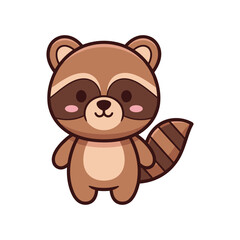 Obraz premium Adorable Cartoon Raccoon Illustration