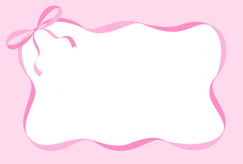 pink ribbon frame with bow for Valentine's Day, Wedding, Baby Shower, etc.