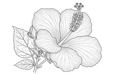 Hibiscus flower line art illustration