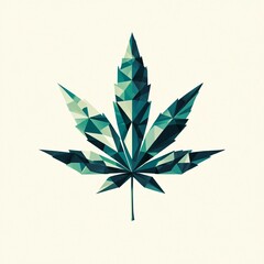 Obraz premium Geometric Polygonal Illustration of a Stylized Cannabis Leaf