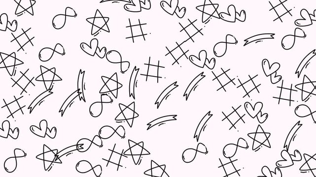 Handdrawn symbols like stars, hashtags, hearts, and ribbons. Perfect for adding a whimsical touch to designs.