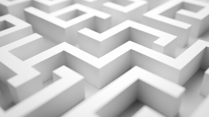 Intricate White Maze Structure with Twists and Turns in Perspective