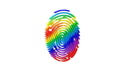 Rainbow colored fingerprint isolated on transparent background