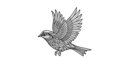 Obraz premium Elegant bird illustration adorned with intricate zentangle patterns for graphic design