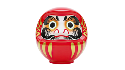 Red Daruma Doll with Gold Accents