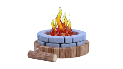 Stylized Campfire with Logs and Stone Fire Pit