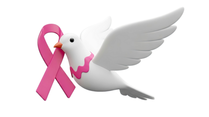 Dove Carrying Pink Ribbon for Breast Cancer Awareness