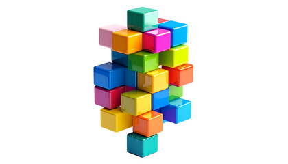 Obraz premium Colorful 3D cubes stacked artfully, creating a vibrant, geometric form