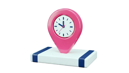 3D Location Pin with Clock Icon