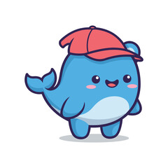 Fototapeta premium Cute Cartoon Whale Character Illustration