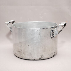 An old aluminum pot