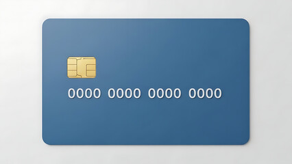 Modern blue payment card with integrated chip for secure financial transactions and digital commerce on white background