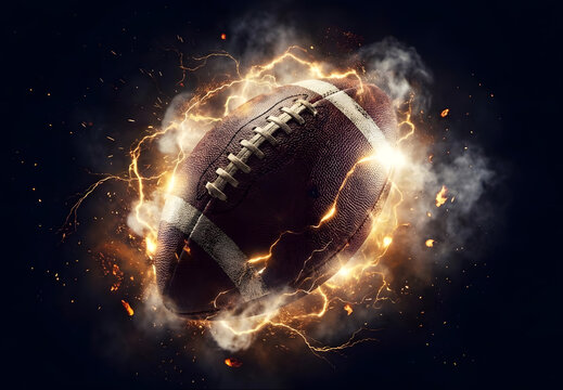 Electric football with lightning bolt effect on dark background