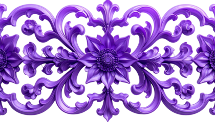 Intricate floral scrollwork border in varying shades of purple