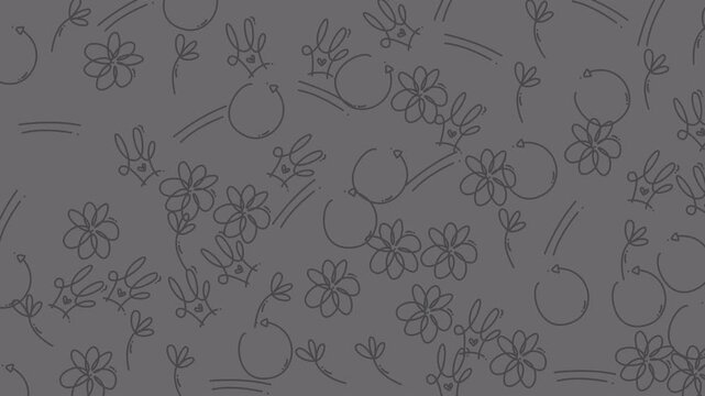 Gray background with floral and bunny designs perfect for easter or springthemed projects, greeting cards, invitations, and other festive designs.
