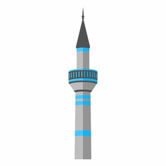 Tall Minaret Tower with Blue Accents.