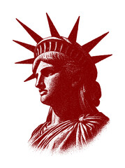 drawing illustration of miss liberty's head sculpture (artwork 1)