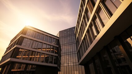 mModern office building in night view