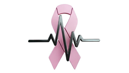 Pink Ribbon with Heartbeat Line