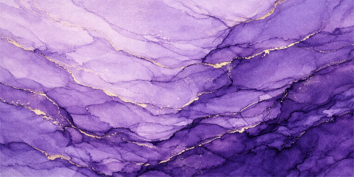 Elegant purple marble watercolor textures flow together, creating a calm and luxurious abstract background